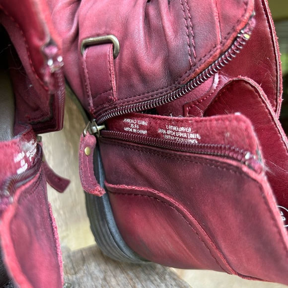 Earth ankle boot red leather uppers, buckle and zipper sides. Sz 7 - Picture 4 of 8
